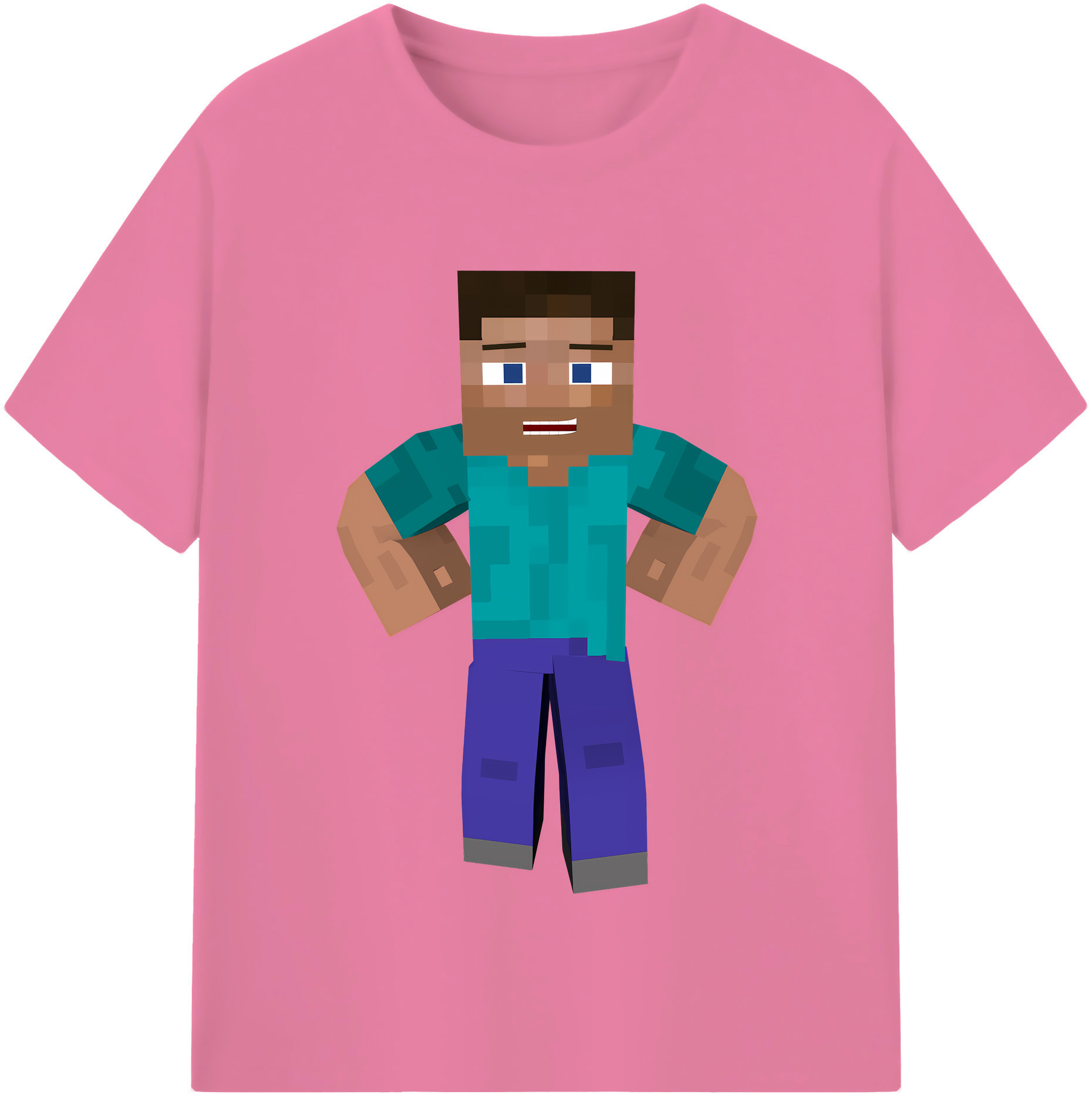 （画像用） マインクラフト ブロックの世界 Minecraft MC Block world 綿100％半袖Tシャツ（フロントプリント）